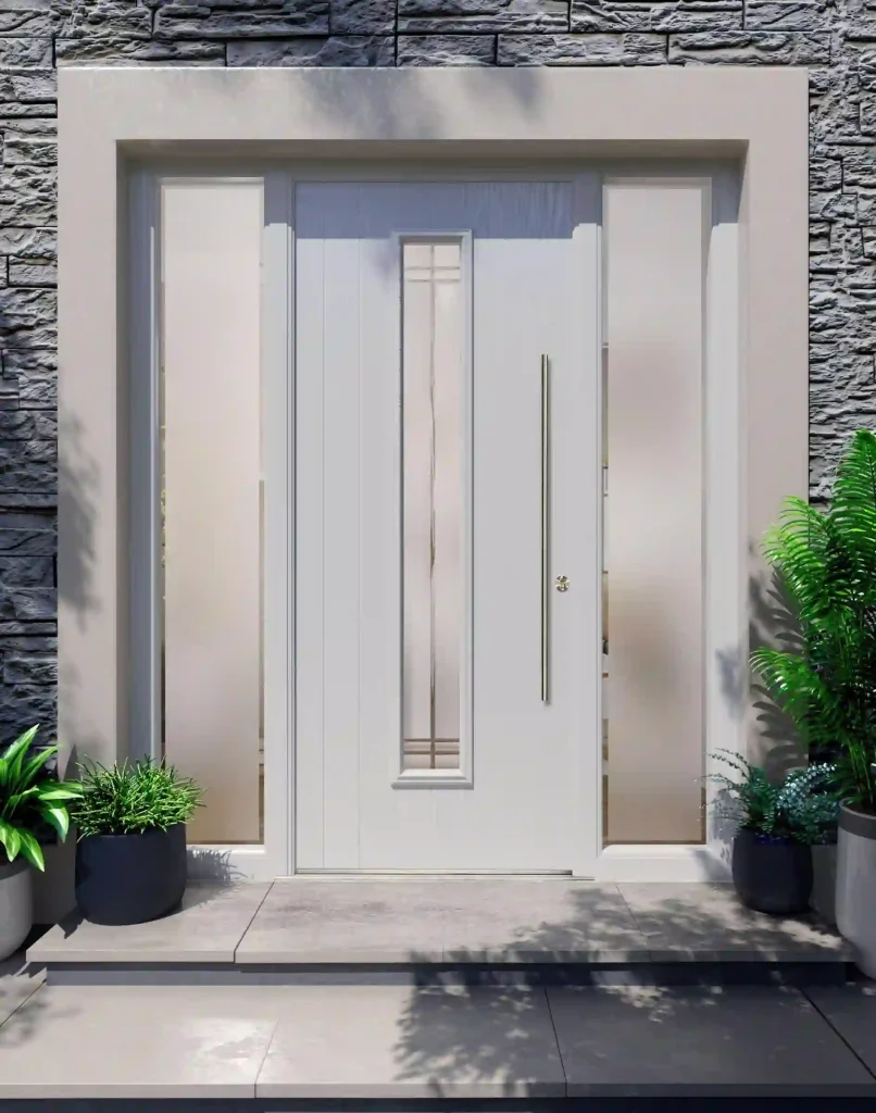 White composite front door colour and finish sample