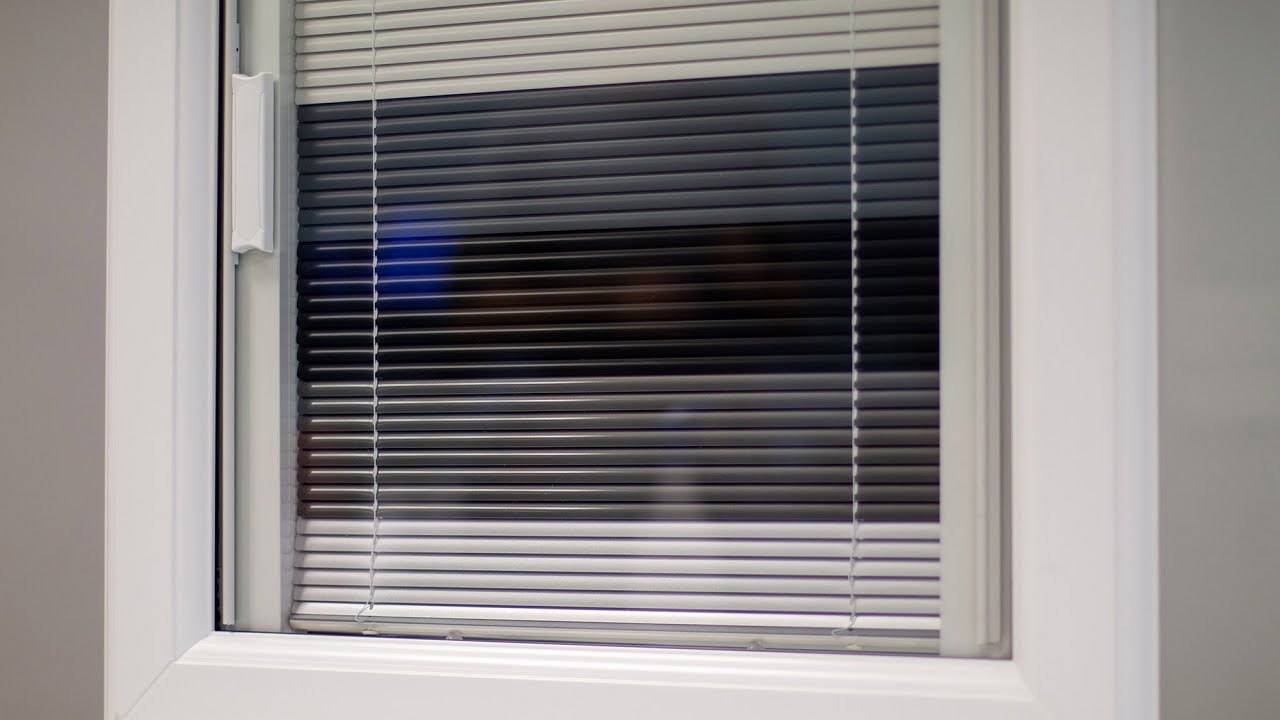 Close-up product shot of integral blind mechanism