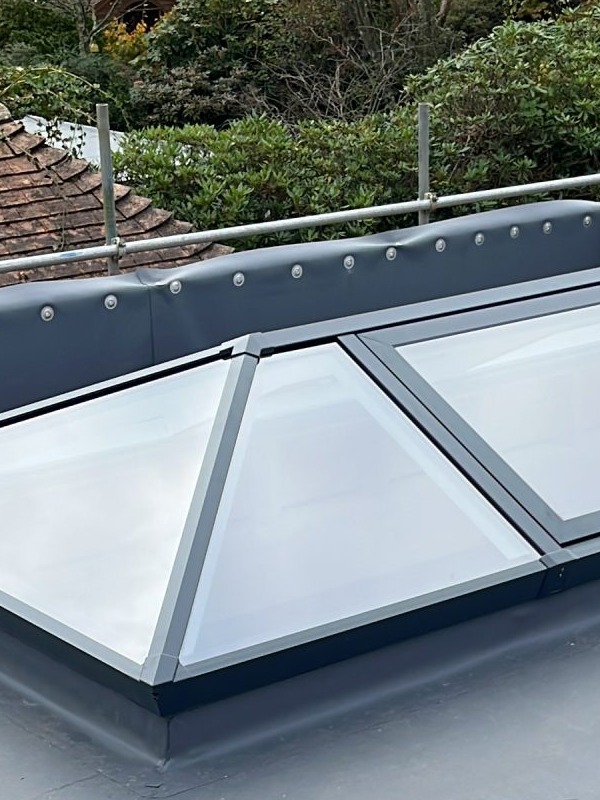 Close-up of roof lantern ridge and frame joint detail